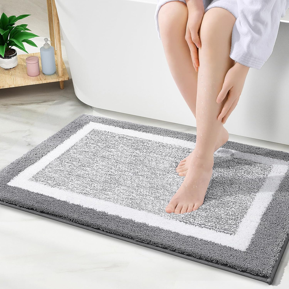 Soft Absorbent 30x20 Microfiber Bath Mat with Non-Slip Backing