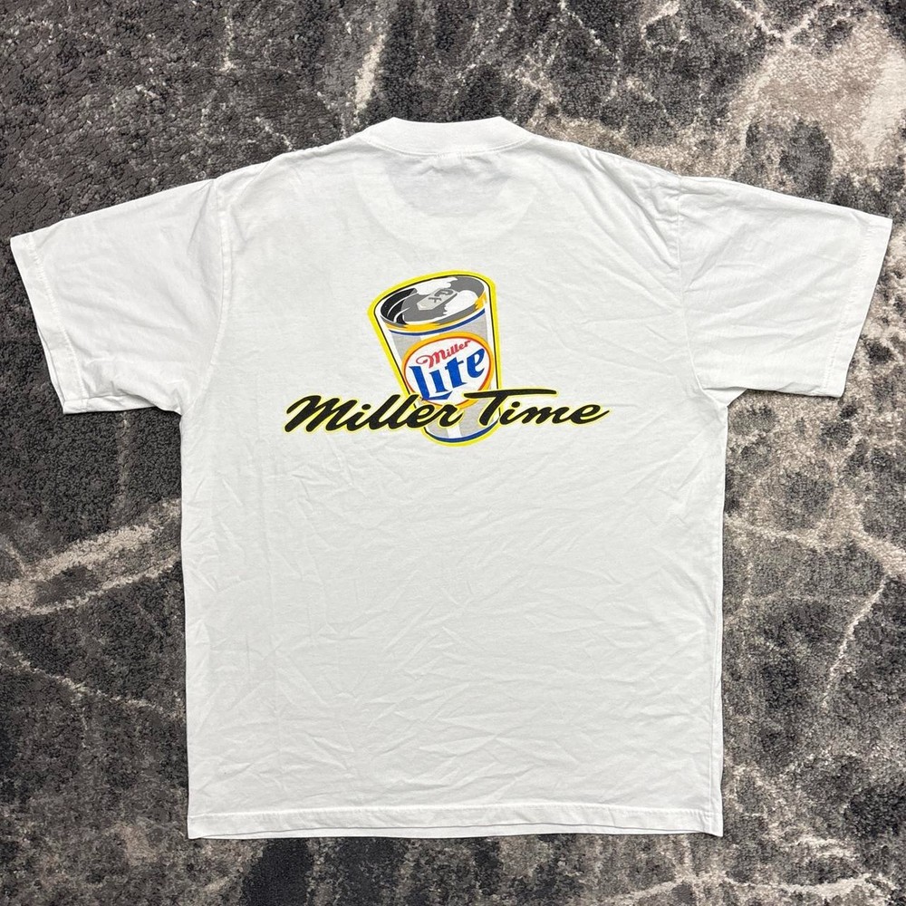 Vintage Miller Lite Shirt Mens Large 90s Coors Beer Alcohol Drinking Japan White