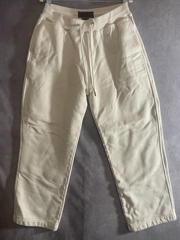 Men’s ABERCROMBIE Premium Heavyweight Relaxed Jogger Sweatpant Medium Ivory