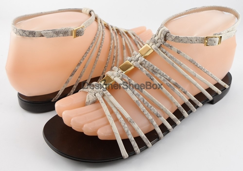 $645 GIUSEPPE ZANOTTI E20317 Beige Leather Studded Designer Sandal 5.5 EUR 35.5