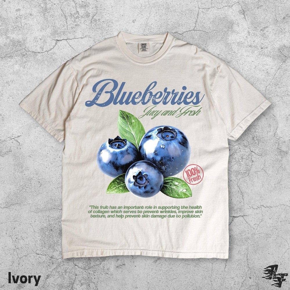 Retro Blueberries Commercial Graphic T-Shirt