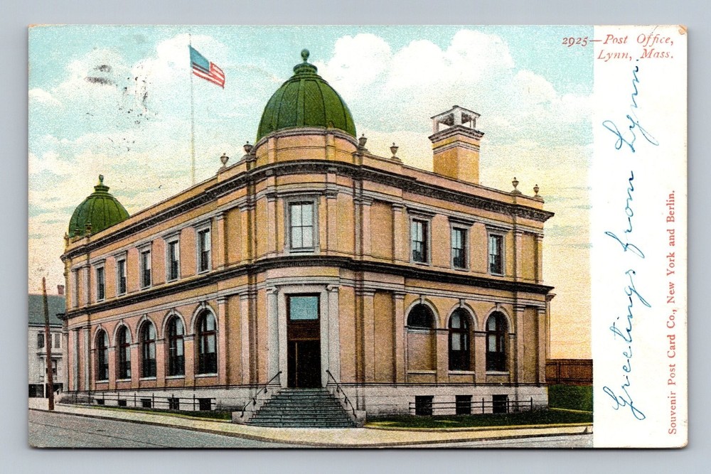 Vintage Postcard Post Office Lynn Massachusetts Souvenir Post Card Co