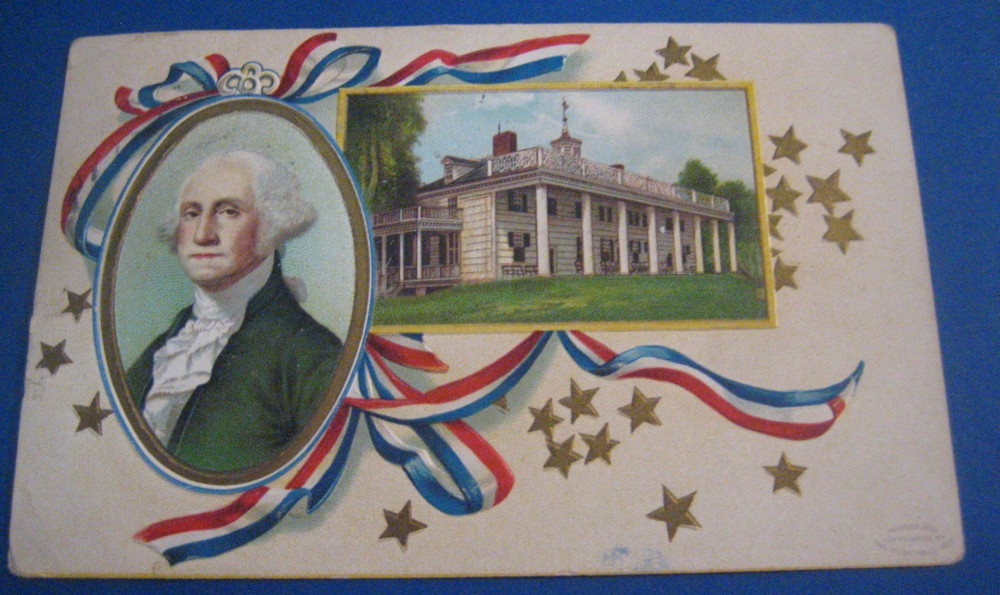 Antique Patriotic Americana Postcard George Washington Colorful Historic