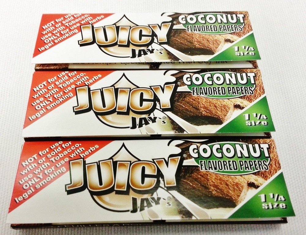 3 Packs Coconut Juicy Jay's 1 1/4 Size with Free Shipping