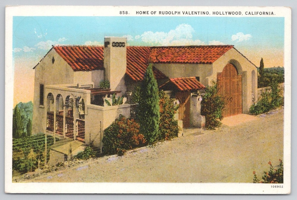 Rudolph Valentino Home Hollywood CA Postcard Western Publishing