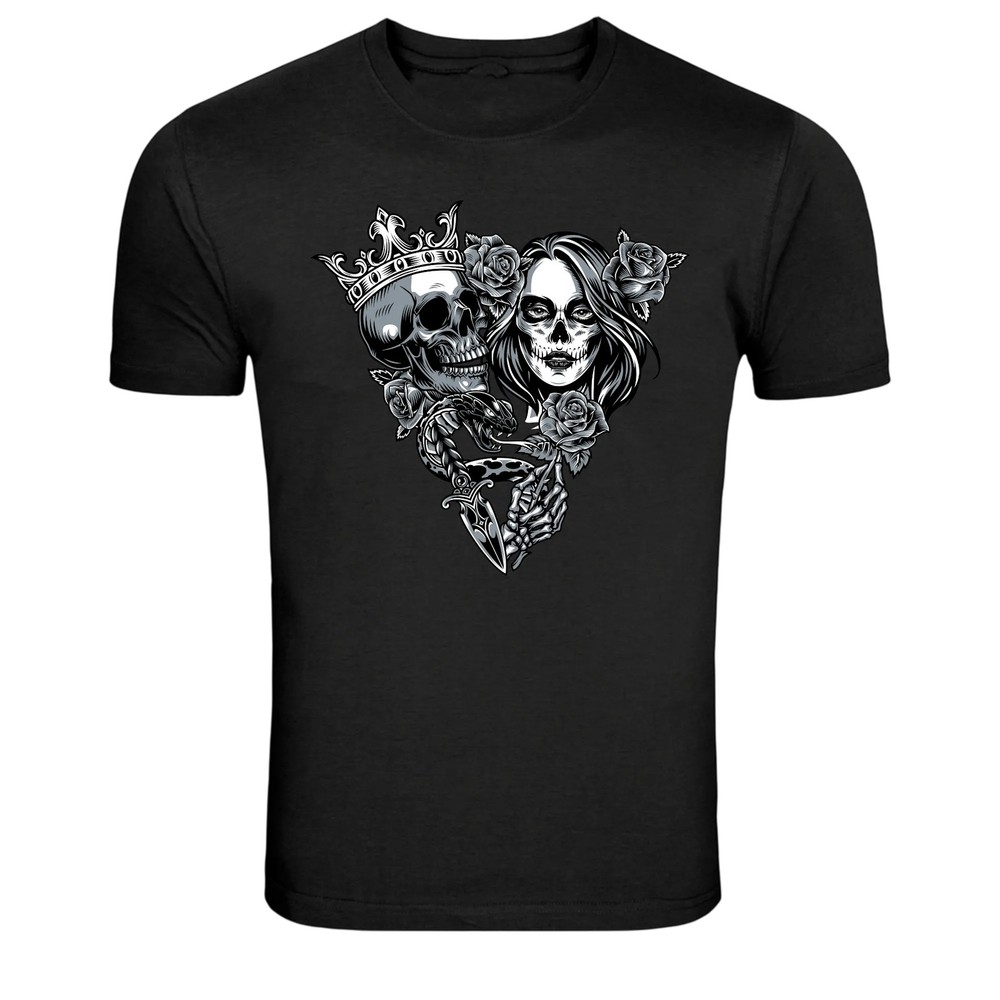 Gothic Skull King And Skeleton Queen Graphic T-Shirt