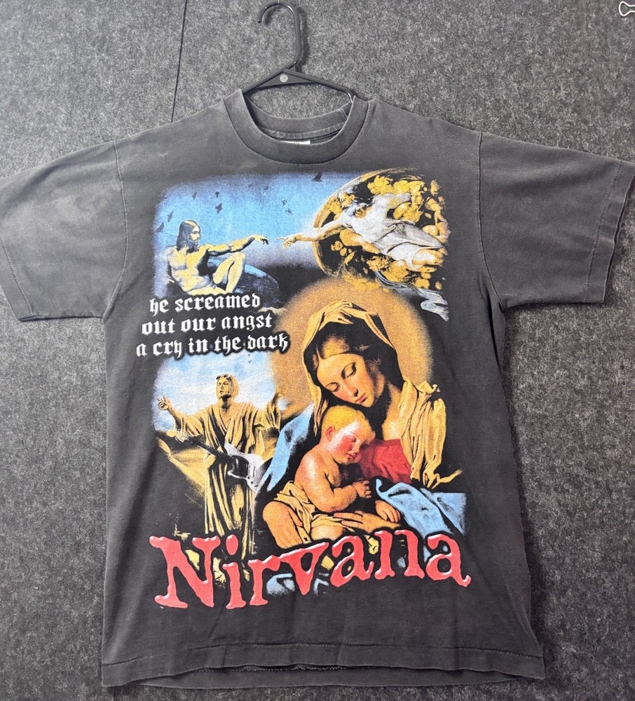 Nirvana Kurt Cobain Vintage Style Bootleg Tee’s Single Stitch T-Shirt Men’s L