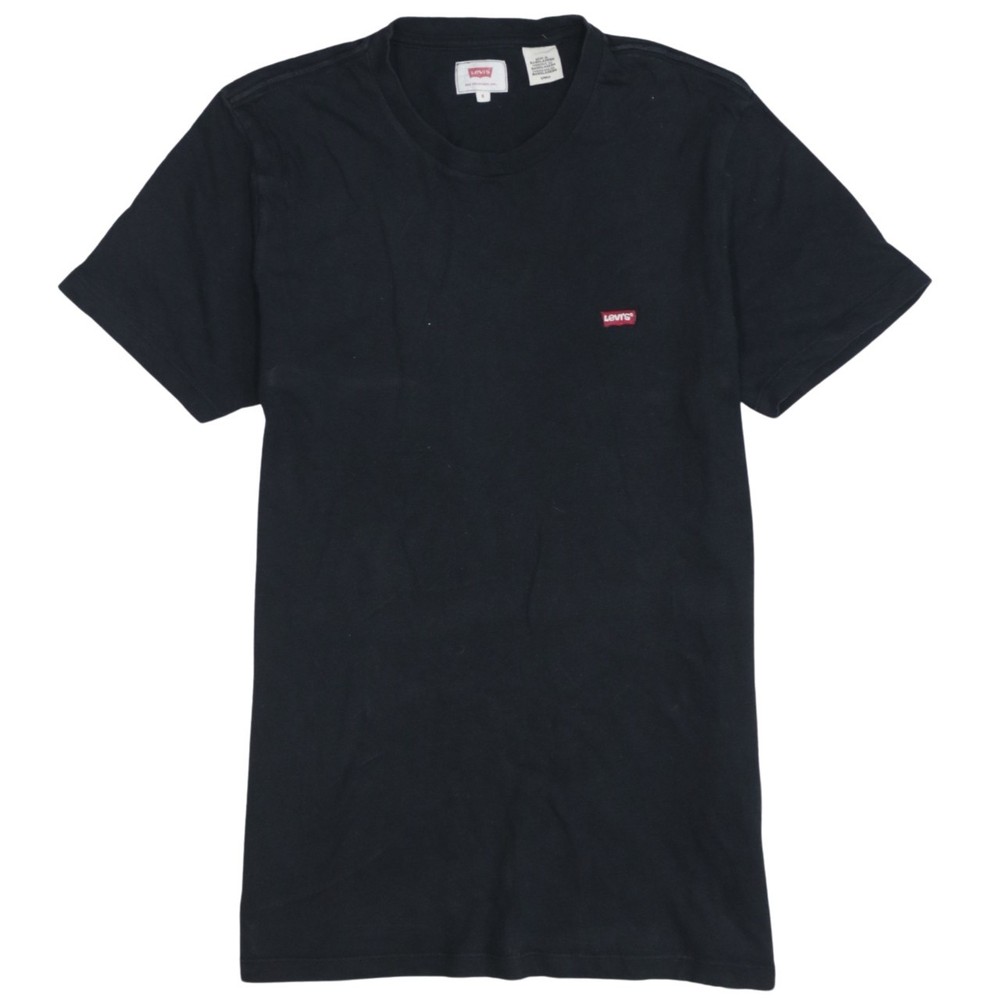 Levis Mens T Shirt Black Cotton Jersey Red Chest Logo Relaxed Fit Tee S