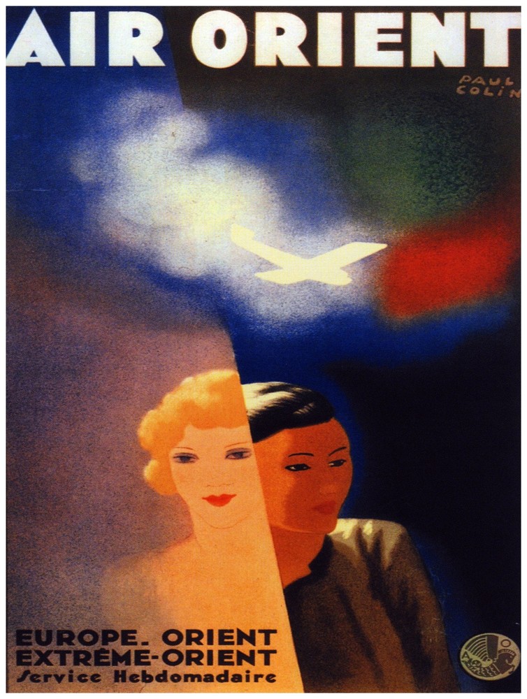 Deco Travel Poster.Fine Graphic Art Design.AIR ORIENT.Aviation Wall Art.667