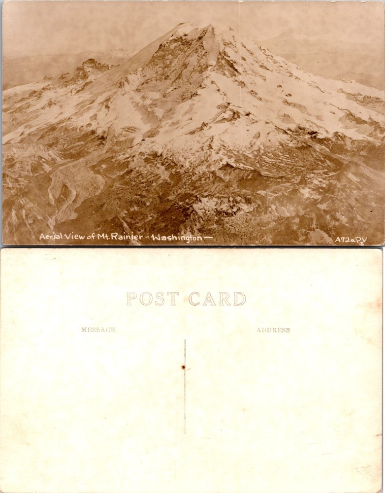 RPPC Washington WA Aerial View Mt Rainier Real Postcard