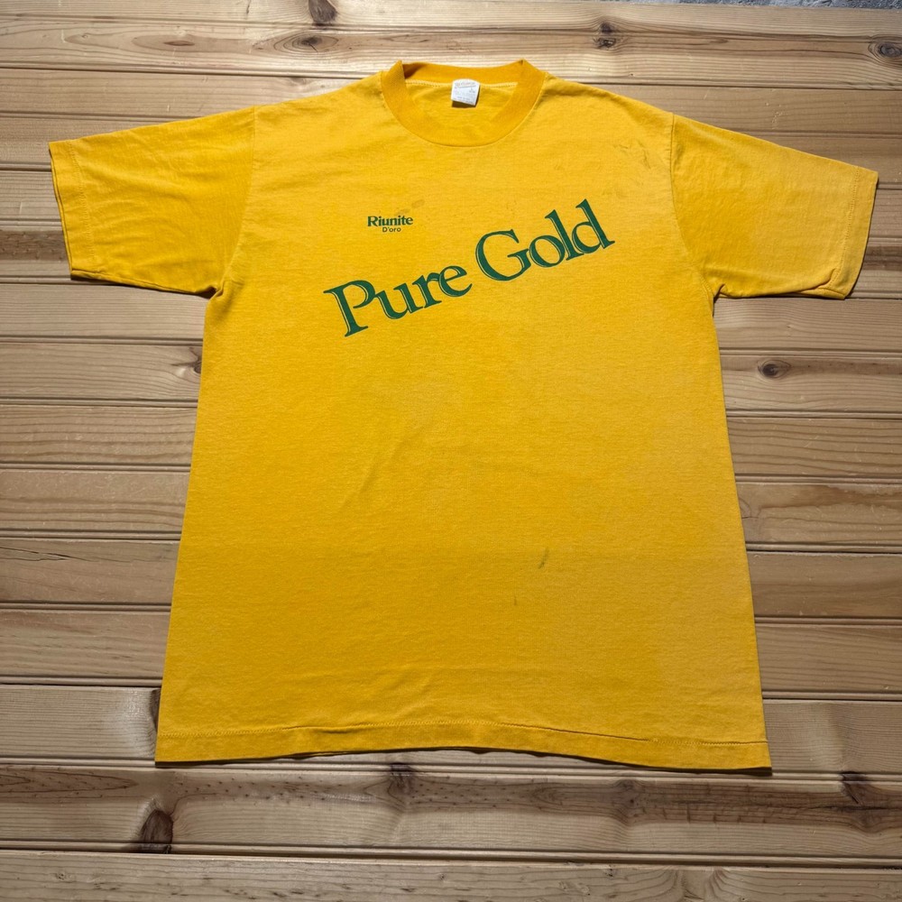 Vintage 80s Riunite D'oro Pure Gold Italian Wine Promo Graphic T-Shirt USA Large