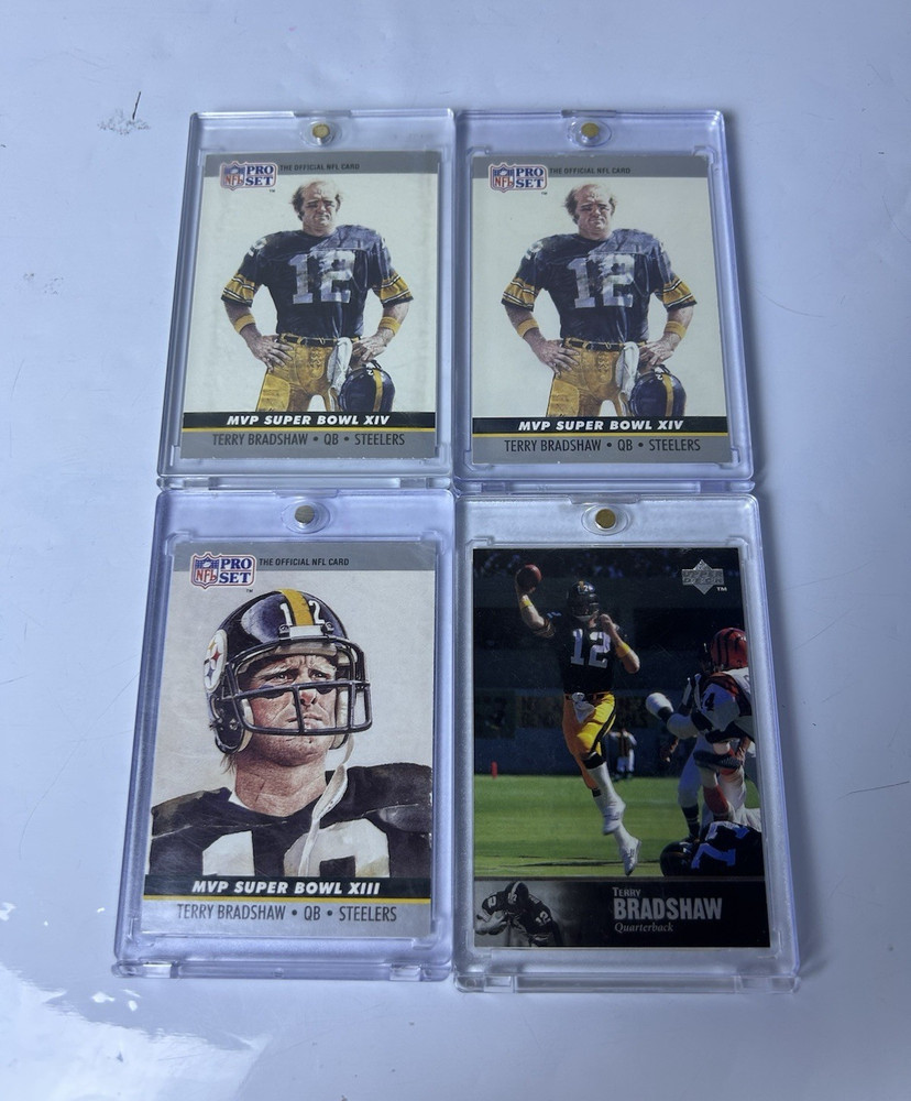 Pro Set Terry Bradshaw Steelers 1990 4-Card Lot MVP Super Bowl XIII/XIV #13 #14