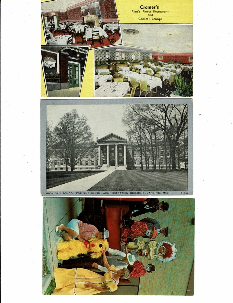 3 Card Michigan Lot, Flint Restaurant, Hazel Park Fair, School for Blind!