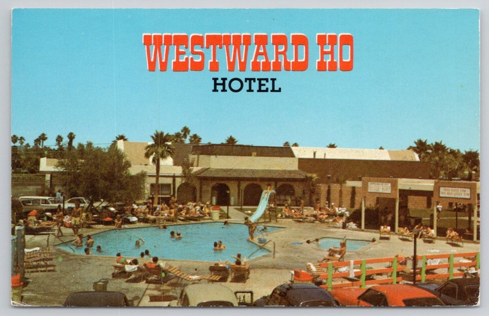 Westward Ho Hotel Palm Springs CA Swimming Pool Chrome Postcard 1975 Posted