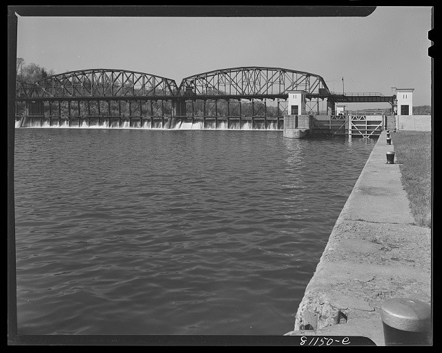 Photo:Amsterdam New York Erie Canal Lock Eleven 1941 Bridge View