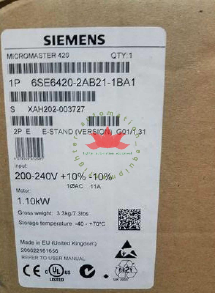 1Pcs New Siemens Inverter 6Se6420-2Ab21-1Ba1 6Se6 420-2Ab21-1Ba1 1.1Kw