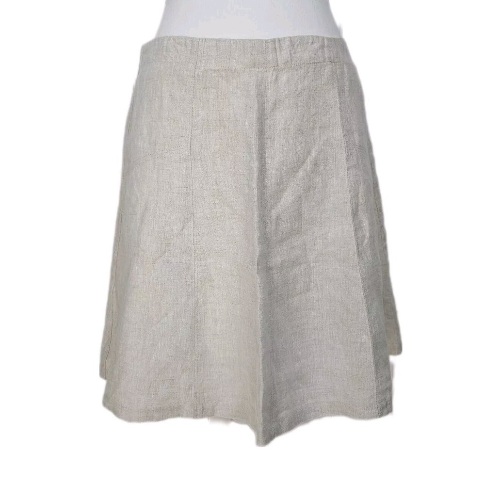 Ann Taylor Loft Linen Skirt Womens 8 Khaki Biege Lined Career Office Lightweight