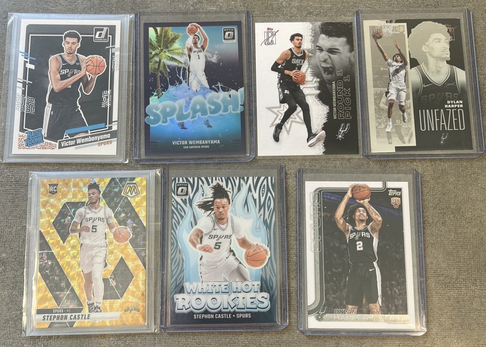 Spurs Rc Lot NBA Victor Wembanyama Dylan Harper Stephon Castle - Donruss Topps