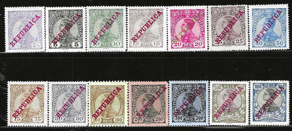 Portugal 1910 #170-#183 Mint/LH, COMPLETE 2nd King Manuel II SET (14), VF-XF FOG