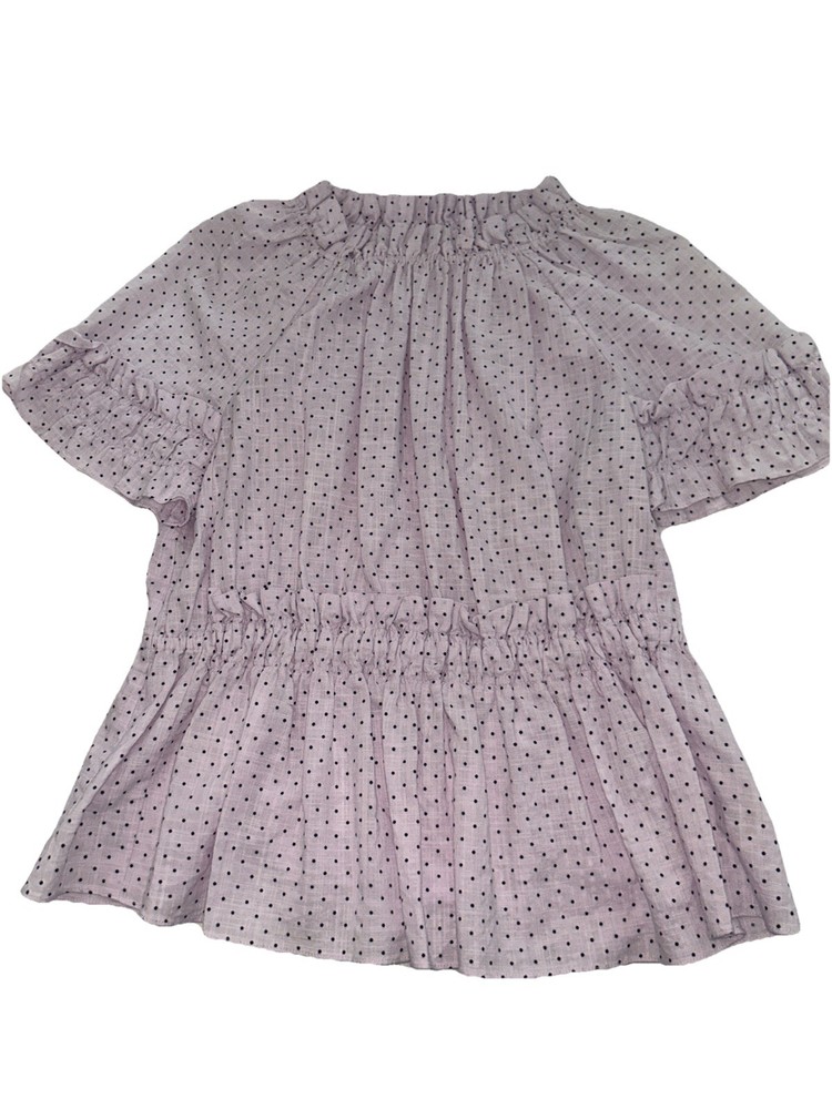 La Vie Rebecca Taylor Short Sleeve Dahlia Dot Top Size XS Purple Black Ruffle