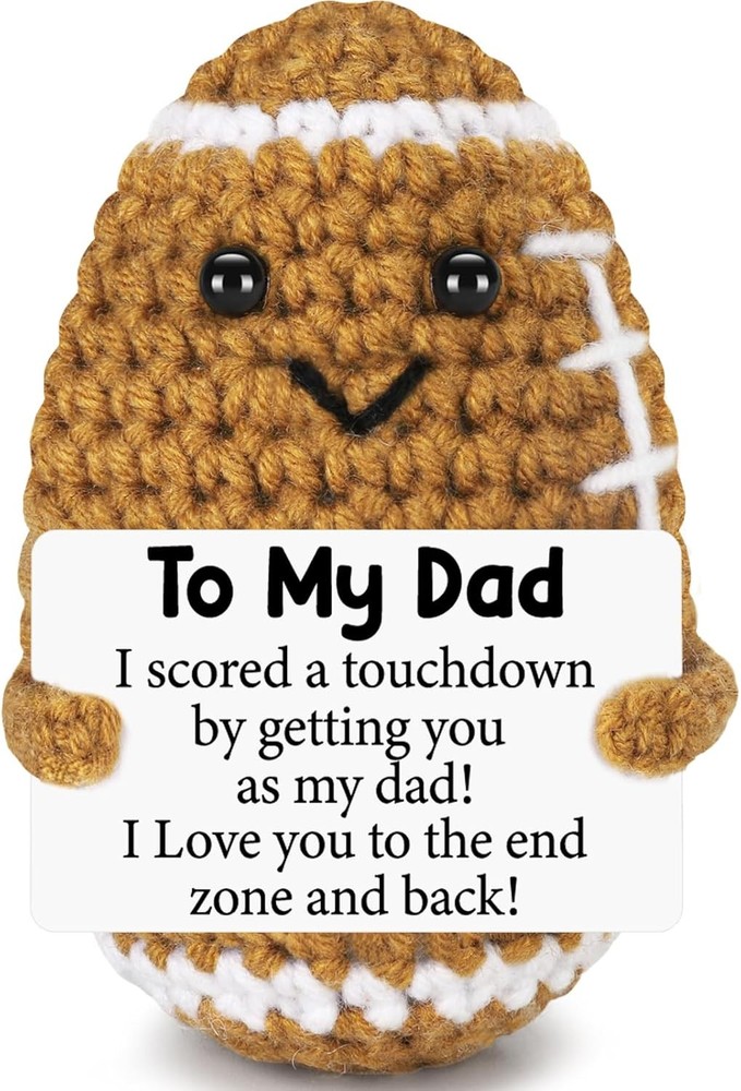 Funny Fathers Day Dad Gifts from Daughter Son Wife, Positive Handmade Crochet Fa