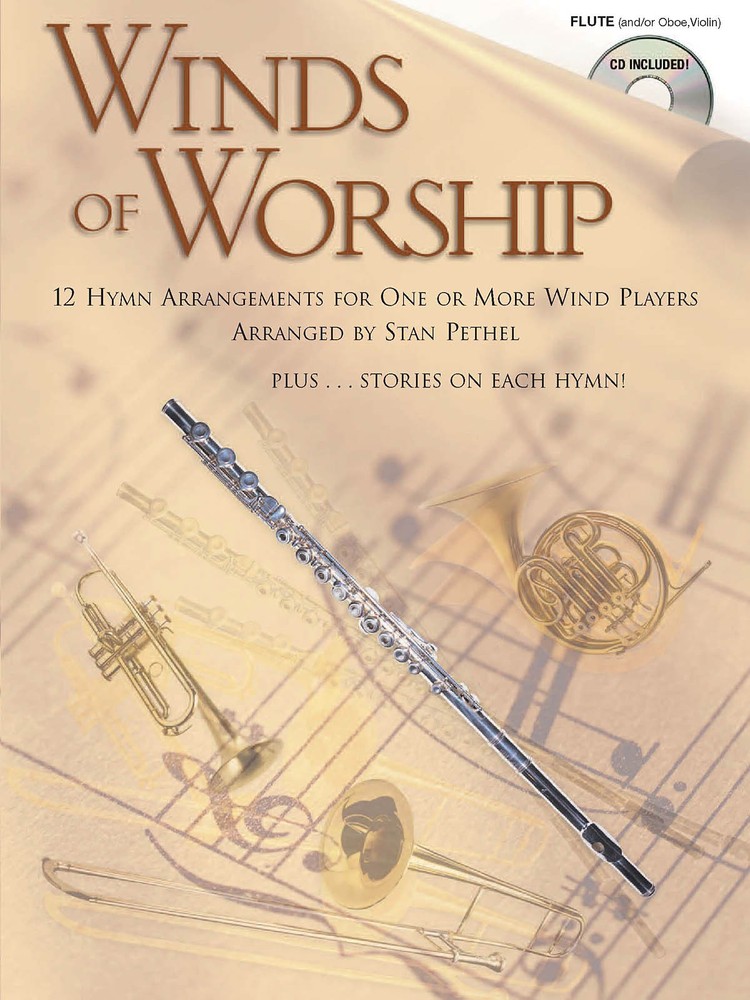 Winds of Worship for Flute Solo Sheet Music Christian Songs Play-Along Book & CD