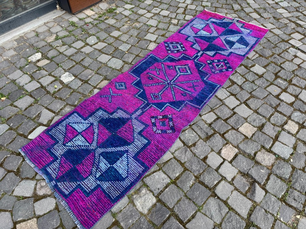 Carpet, Turkish rug, Vintage rug, Handmade rug, Runner, Wool | 2,3 x 7,5 ft