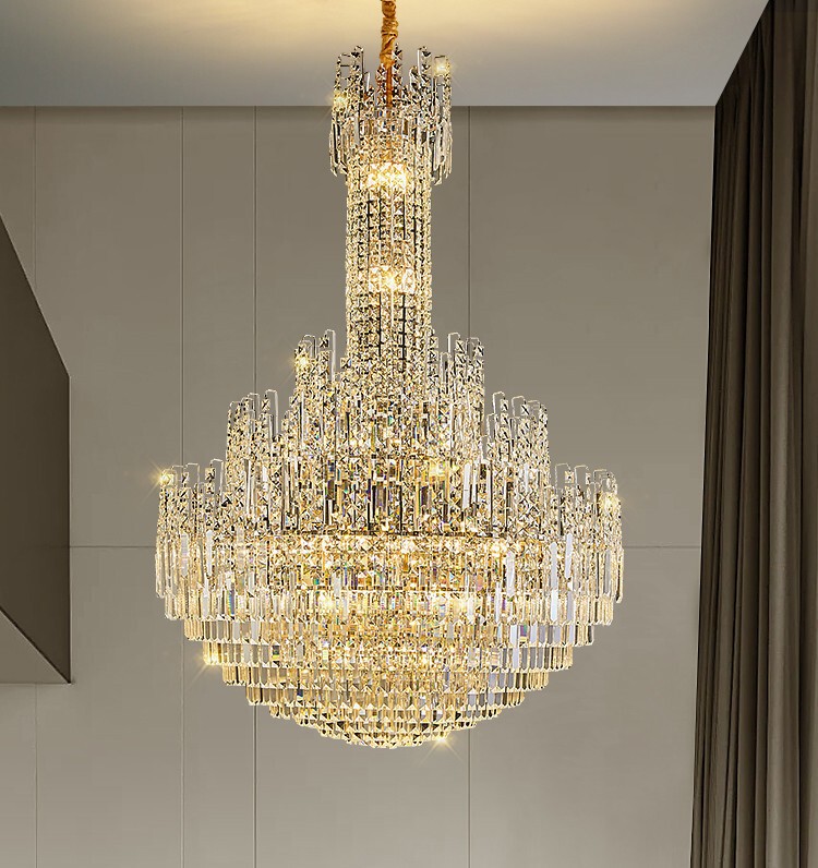 Duplex large crystal chandelier staircase light luxury lobby villa light living