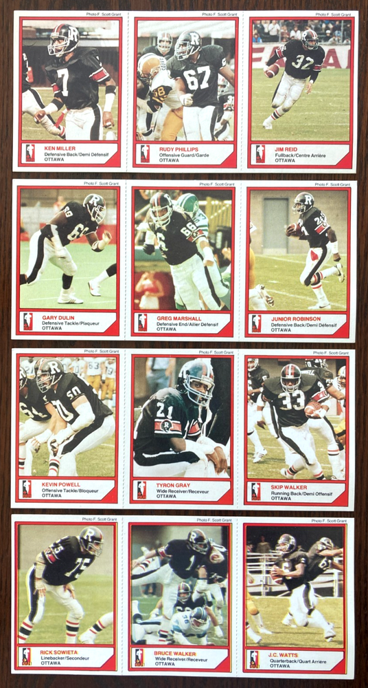 1984 MCDONALDS GAME OTTAWA CFL SET NR-MT PANELS