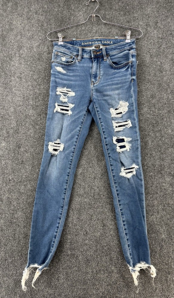 American Eagle Distressed Jeans Women’s 2 Soft Knit High Rise Jeggings