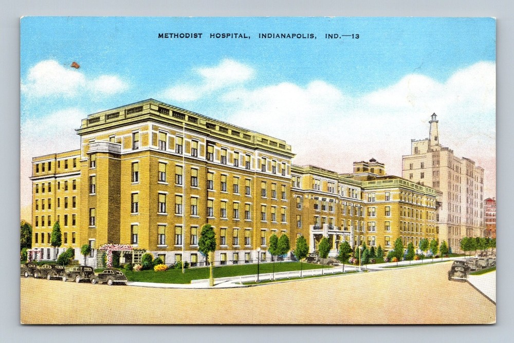 Vintage Methodist Hospital Indianapolis Indiana Postcard De Wolf News Co