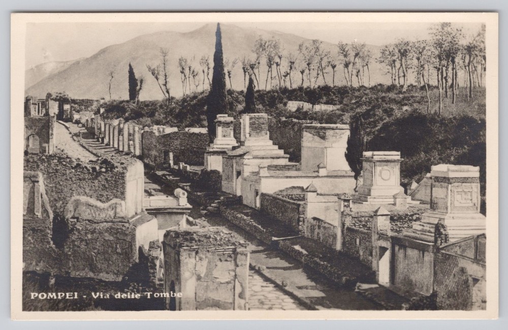 Pompeii Italy Via delle Tombe Street of Tombs Vintage Postcard
