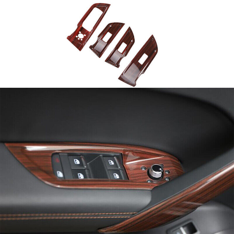 Audi Q5 2018-2023 Red Wood Grain Window Lift Panel Trim