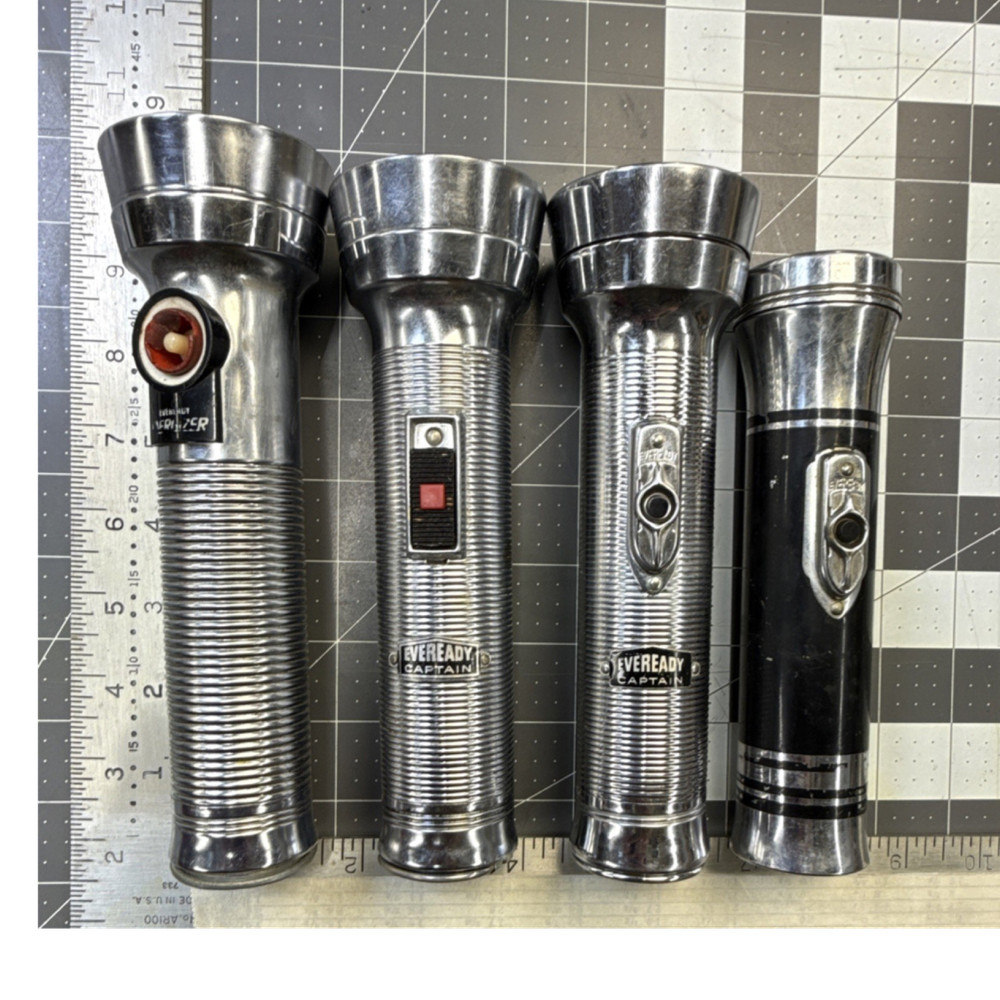 Vintage EVEREADY Lot of Metal Flashlights Union Carbide Collectible made in USA