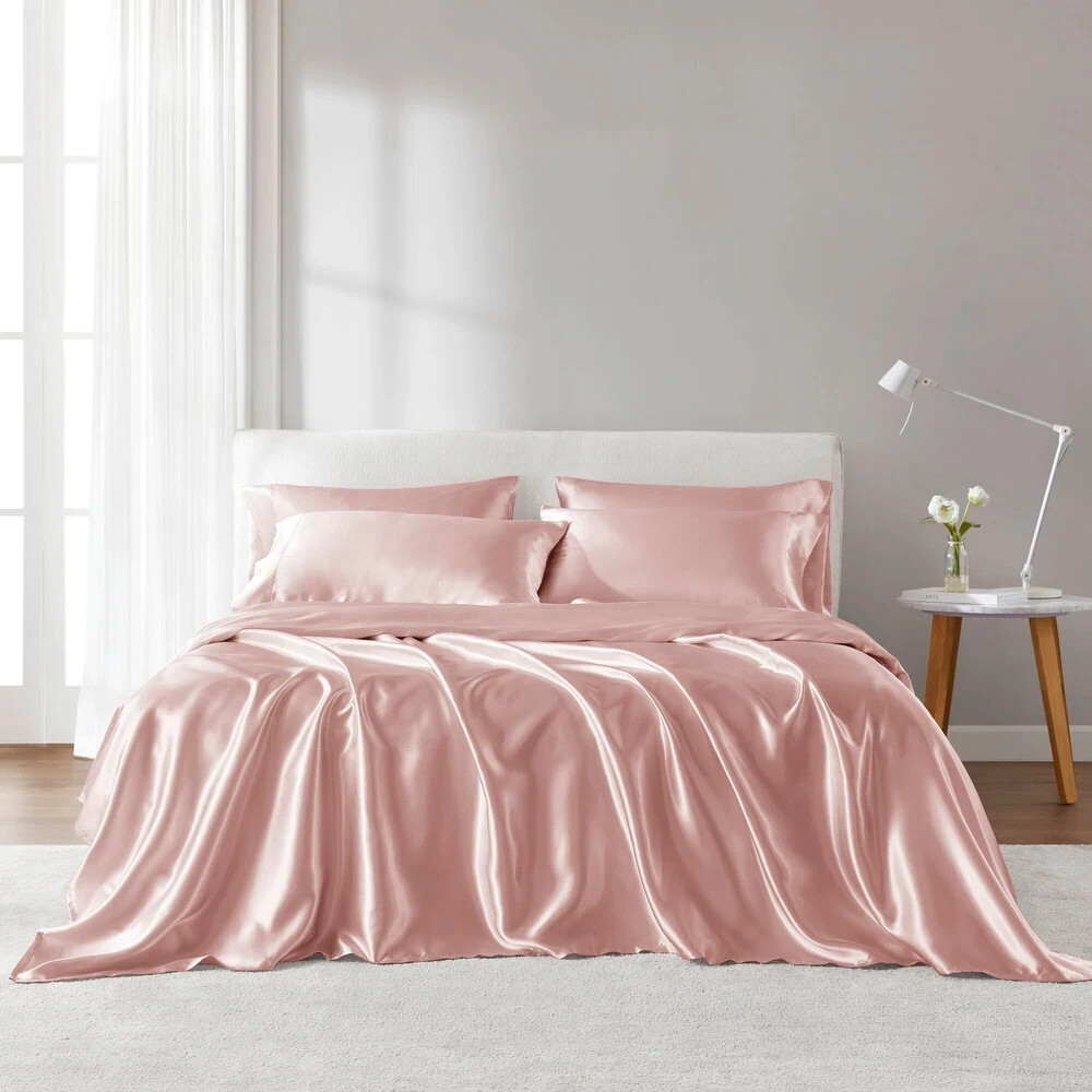 Madison Park Essentials Satin Sheet Set Luxury and Silky with Natural Sheen,