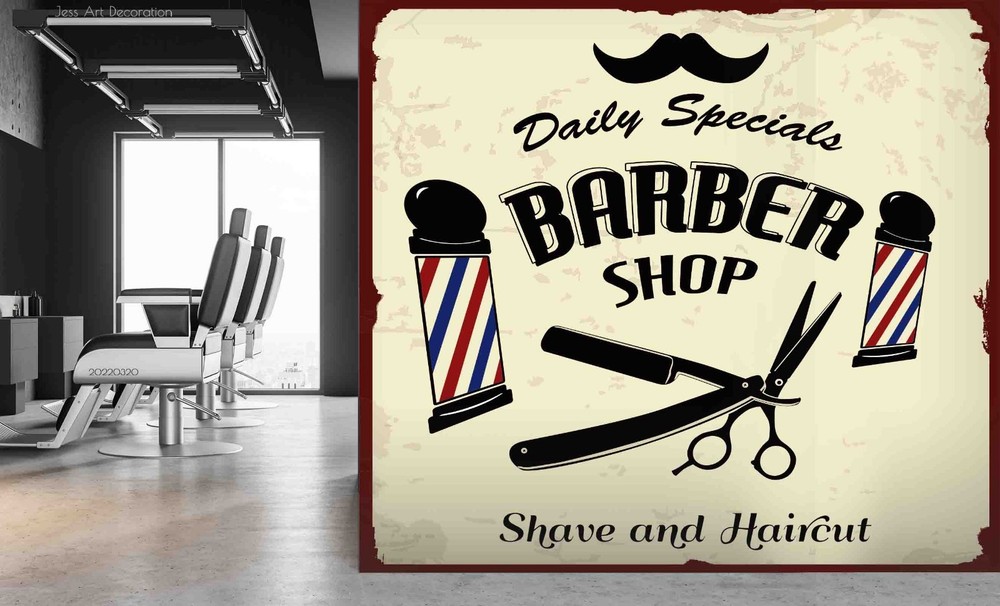 3D Barbershop Illustration Wall Murals Wallpaper Murals Wall Sticker