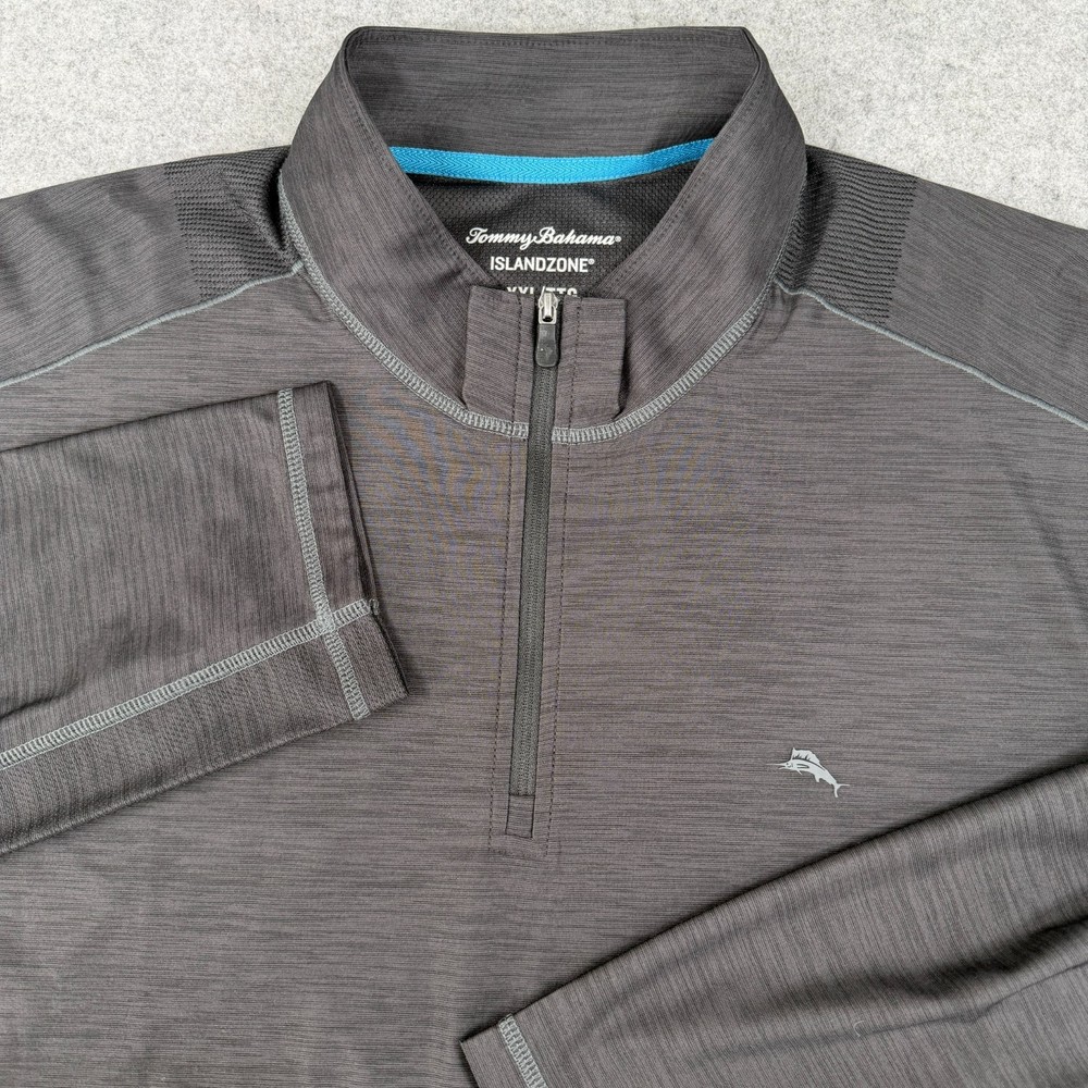 Tommy Bahama Men's Island Zone 1/4 Zip Pullover Shirt 3XL Gray Stretch