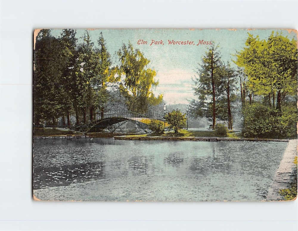 Postcard Elm Park Worcester Massachusetts USA