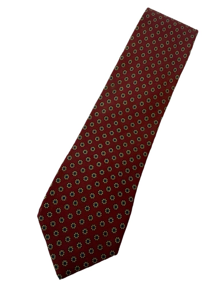 Vintage Rich's For Men Plano Texas Silk Tie Burgundy Foulard Medallion Ivy Trad