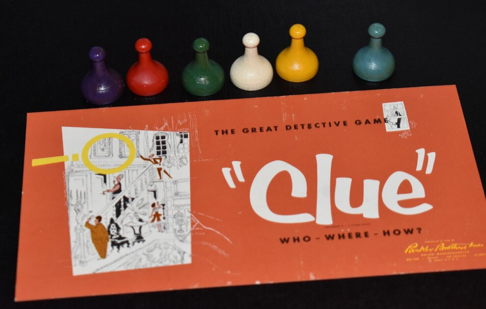 1949 Clue Board Game Lot of 6 Wooden Token Pawn Dice Replacement Parts Lot