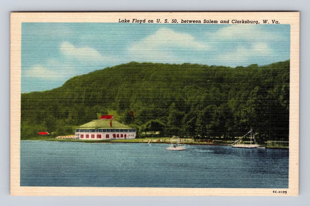 Clarksburg WV-West Virginia, Lake Floyd, Antique, Vintage Souvenir Postcard