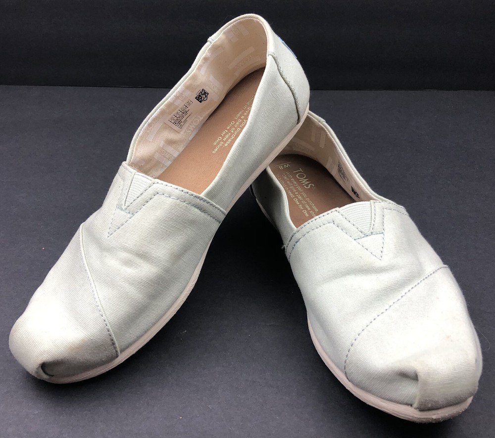 Toms Classic Size US 8 Women's Canvas Loafers Slip-On Shoes Mint Green