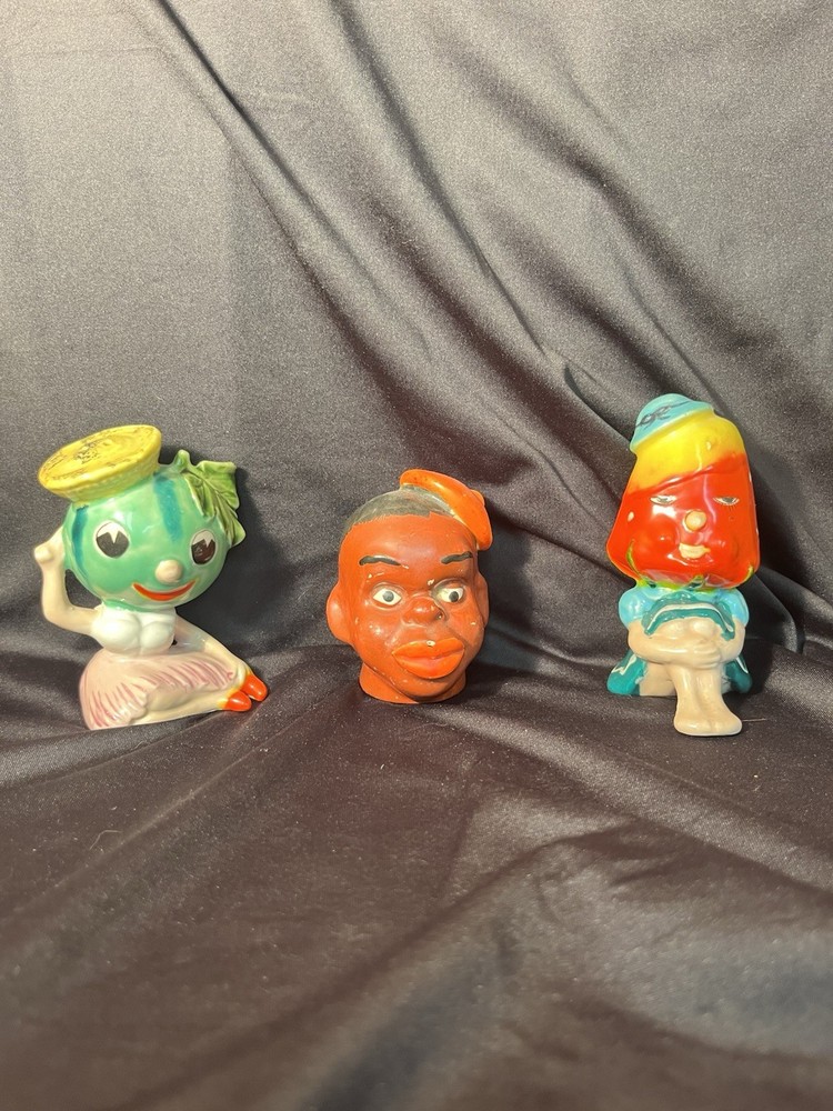 Vintage Salt & Pepper Shakers. Watermelon Strawberry And Black Man
