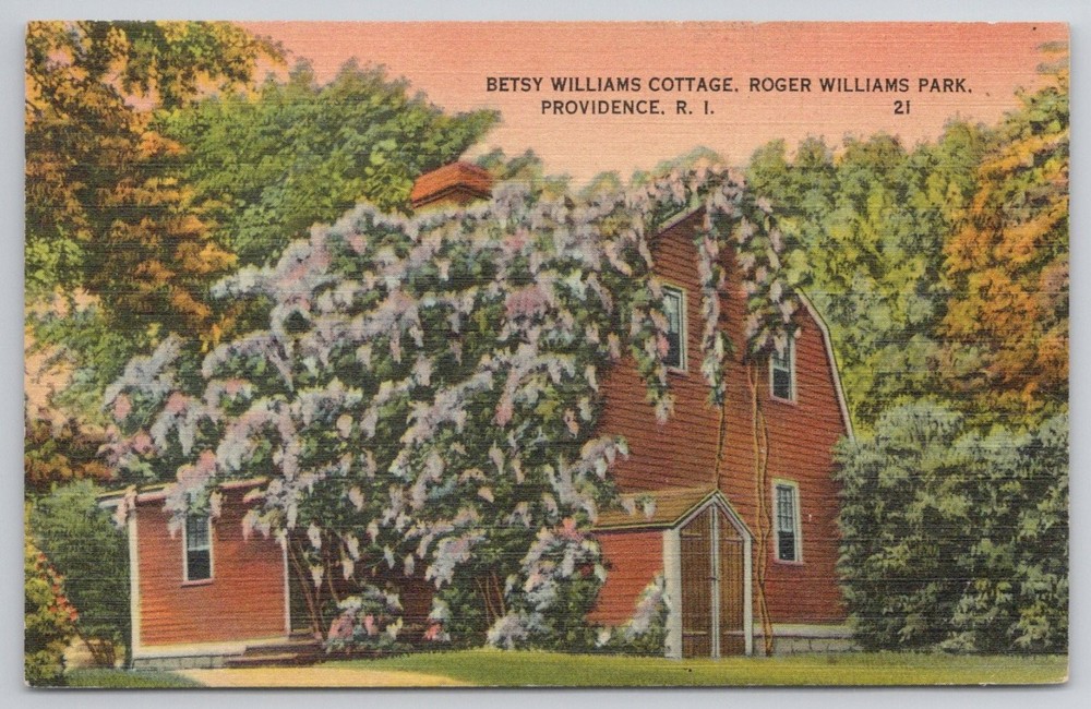 Betsy Williams Cottage Roger Williams Park Providence RI Linen Postcard