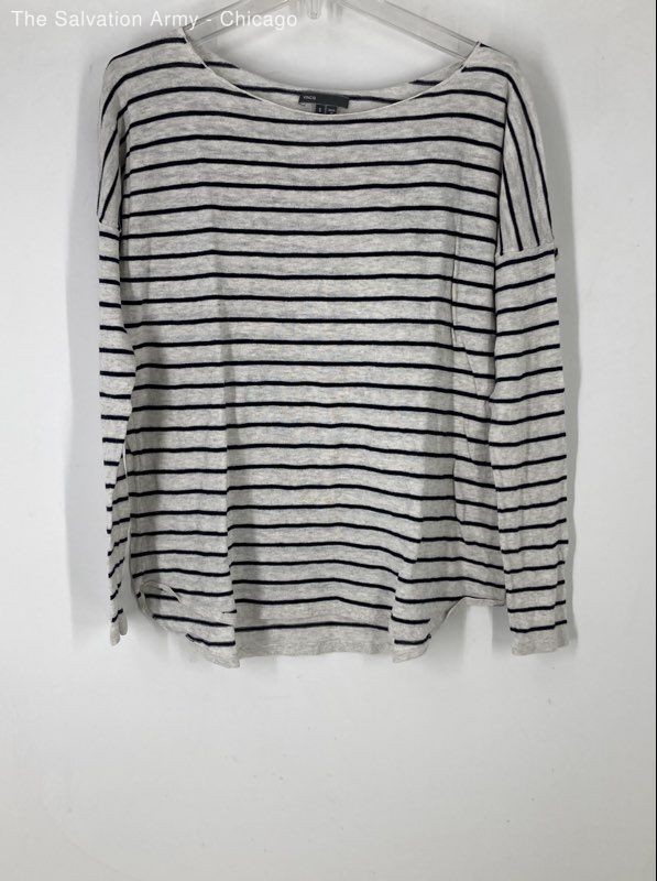 Vince Womens Black White Striped Round Neck Long Sleeve T-Shirt Size Small