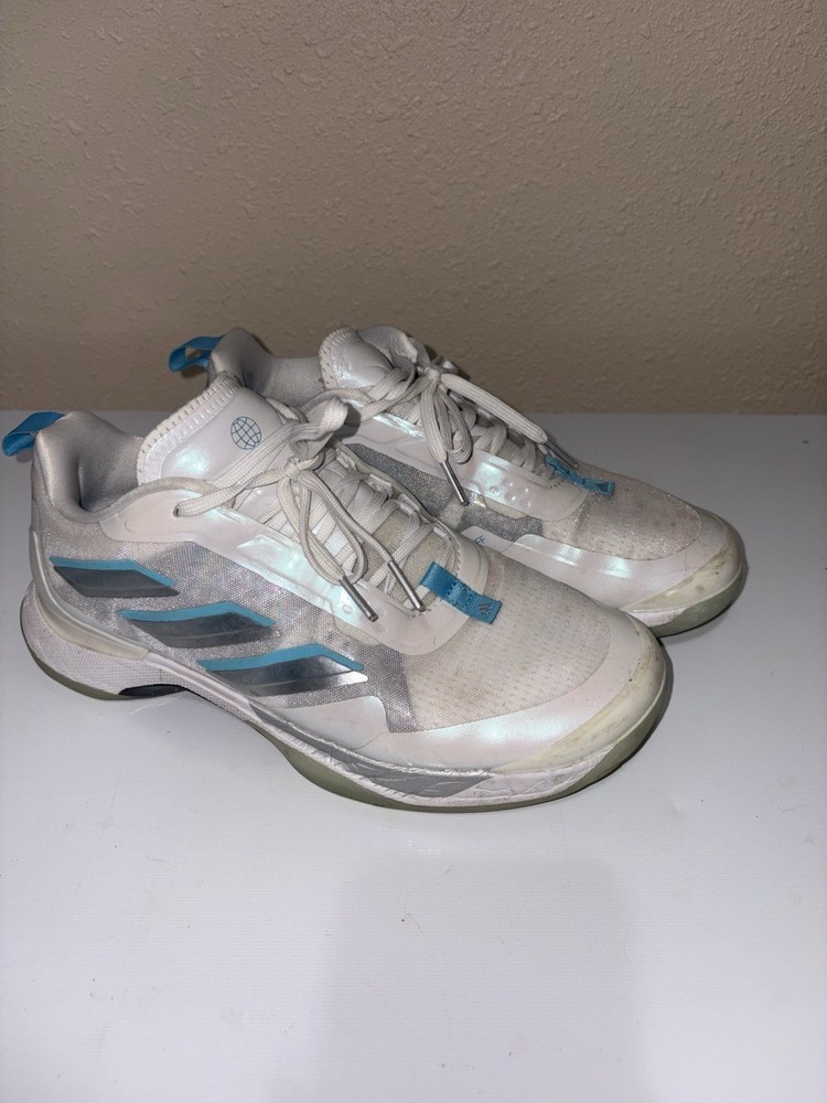 adidas Avacourt Women’s Tennis Shoes White/Blue/Silver US 7.5 Medium