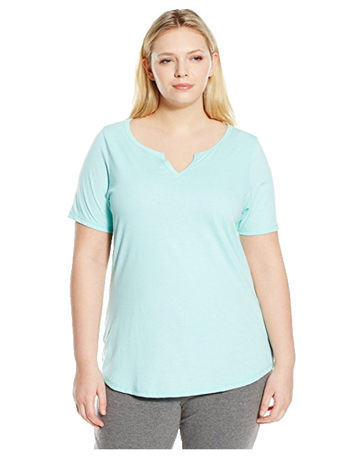 NWT Just  My Size 4X Cotton Blend S/S Split Neck Tee Top Soft Mint