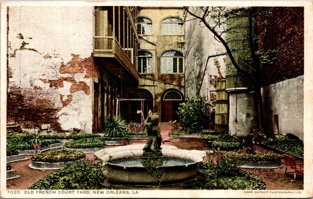 Old French Courtyard New Orleans Fountain French Quarter Postcard