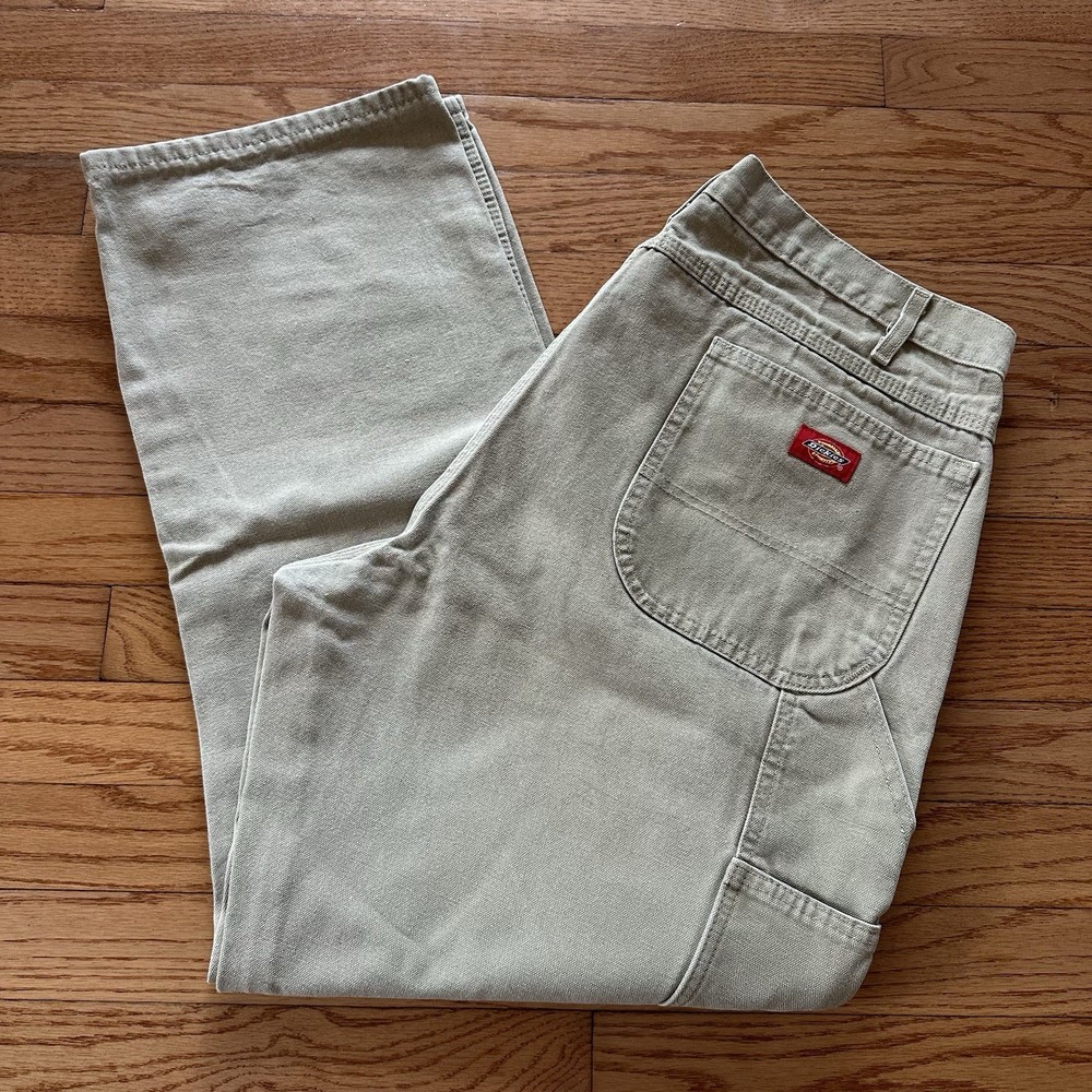 Vintage Dickies Carpenter Pants Mens 38x30 Tan Heavy Duty Canvas Workwear