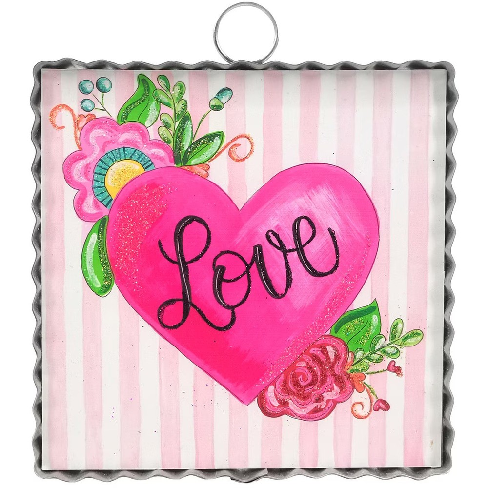 The Round Top Collection Mini Love Heart Print 6x6x1